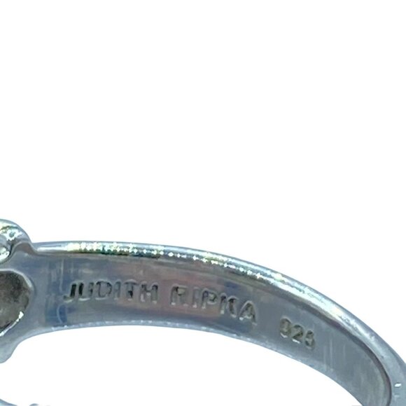 Judith Ripka Sterling Silver 925 Dangling Heart Diamonique Ring Size 7 Designer - Picture 6 of 12